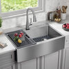 33&rdquo; Retrofit Farmhouse Apron Front 16 Gauge Stainless Steel Single Bowl Kitchen Sink for Undermount / Drop-In Installation with Accessories